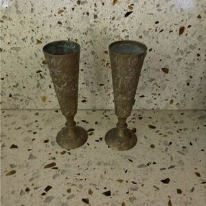 Elegant Bronze Tone Vases - Set of 2